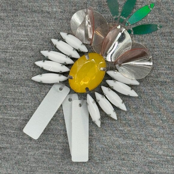 Banana Republic Daisy Embellished Gray Sleeveless Dress Size 10 ponte knit - Picture 5 of 13